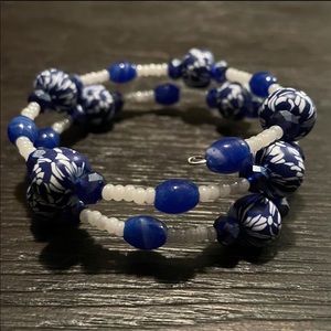 Wire beaded wrap around bracelet